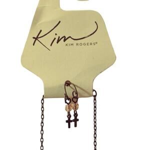 Cross Beaded Necklace Earring Set Coral Religious Jewelry Women Teen Girl Tween